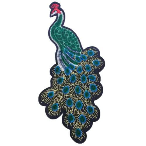 Gorgeous Embroidered Sew on Beaded Peacock Bird Patch