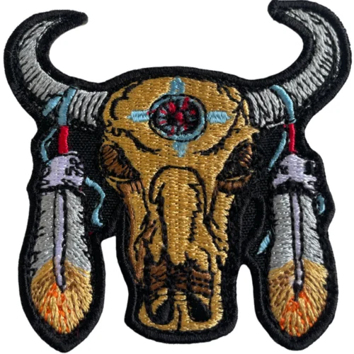 Vintage Bull Skull Sew On Patch, Sew On Patch,Vintage Bull Skull Patchm, Skull Patch