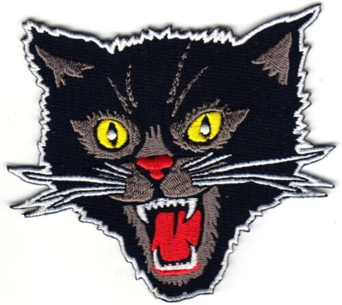 Black Wild Cat Punk Patches