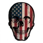 American Flag Distressed Skull Patch, Back Patches