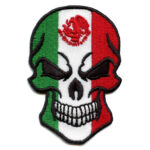 Angry Skull Patch Mexican Flag Embroidered Iron On | stitchpatches.com