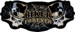 Biker Forever Webbed Skull Patch, Skull Biker Patches