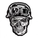 Biker Skull Wearing Goggles & Helmet Patch, Biker Patches