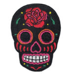 Black Sugar Skull Iron On Embroidered Patch | stitchpatches.com