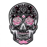 Black Sugar Skull With Pink Roses, Women’s Back Patches