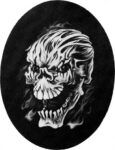 Black & White Evil Smoky Skull Genuine Leather Patch