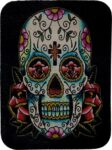 Blue & White Lucky 13 Sugar Skull Genuine Leather Patch