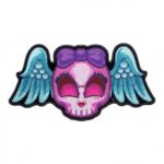 Blue Winged Purple Girly Skull Patch, Ladies Back Patches