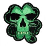 Celtic Green Clover Skull Patch, Irish Biker Patches