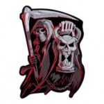 Countdown To Death Grim Reaper Hourglass Patch, Reaper Skull Patches