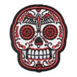 Cruz Alada Roja Sugar Skull Patch, Day Of The Dead Patches