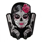 Day Of The Dead Girl Twin Guns Patch, Sugar Skull Patches