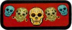 Five Day Of The Dead Skulls Genuine Leather Patch