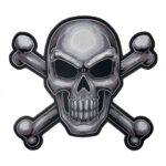 Gray Subdued Skull & Crossbones Patch, Skull Back Patches