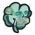 Green Lucky Clover Skull Patch, Irish Biker Patches