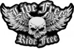 Live Free Wing Master Skull Patch, Skull Back Patches