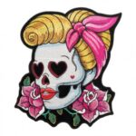 Loving Eyes Pin Up Girl Skull Patch, Ladies Back Patches