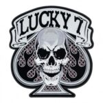 Lucky 7 Skull & Spade Patch, Biker Back Patches