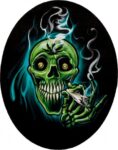 Marijuana Smoking Skull Genuine Leather Patch