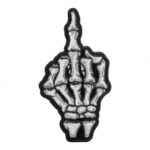 Middle Finger Skeleton Back Of Hand Patch, Vulgar Patches