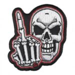 Middle Finger Skeleton Embroidered Patch, Skull Patches