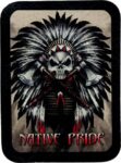 Native Pride Indian Chief Skull Genuine Leather Patch