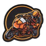 Orange Motorcycle Rider Embroidered Patch, Biker Patches