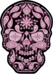 Pink Paisley Skull Rhinestone Patch, Ladies Back Patches