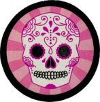 Pink & White Sugar Skull Genuine Leather Patch