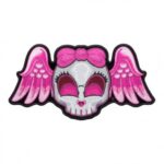 Pink Winged Girly Skull Patch, Ladies Back Patches