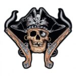 Pirate Skull Black Hat & Guns Patch, Pirate Back Patches