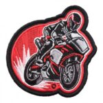 Red Motorcycle Rider Embroidered Patch, Biker Patches