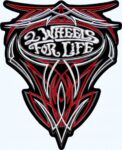 Two Wheels For Life Pinstripe Patch, Biker Back Patches