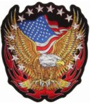 US Flag Upwing Eagle & Stars Patch, Patriotic Eagle Patches