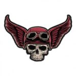 Winged Biker Skull & Riding Goggles Patch, Biker Skull Patches